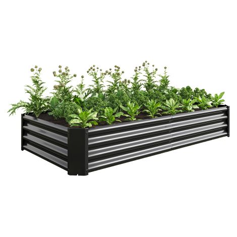 Carré potager surélevé en métal lit de culture de jardin en tôle d acier robuste stable antirouille durable sans fond idéal pour légumes herbes fleurs anthracite (1/5)