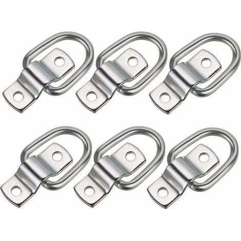 Lot de 6 anneaux d'arrimage en D pour remorques, camions, camionnettes, bateaux (1/5)