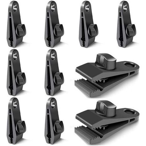 pair Lot de 10 clips de fermeture pour rideaux, bâches, clips pour fixation de bâches, pour tentes, camping, soleil, coupe-vent, accessoires (noir)-Fei Yu (1/5)