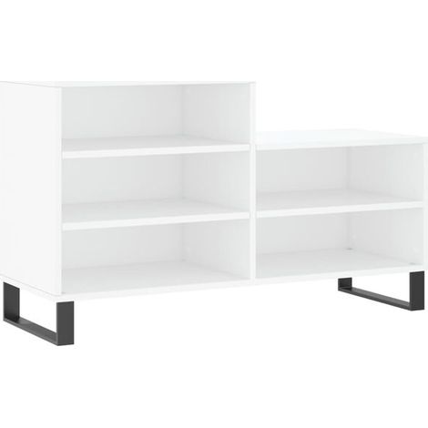 Meuble à chaussures blanc, 102x36x60 cm, en bois composite. (1/5)