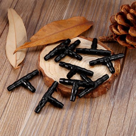 100PCS Raccord en T pour Système d'Irrigation Goutte à Goutte, Barbelé pour Tuyau d'Arrosage (1/5)