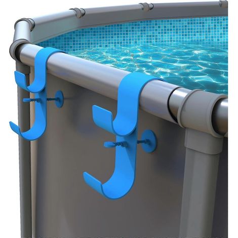 Lot de 2 supports de filet écumoire pour piscine, support de poteau de piscine hors sol, accessoires de piscine hors sol, crochets de poteau de piscine télescopiques réglables, piscine Br (1/5)