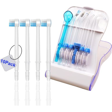Lot de 10 embouts de rechange pour hydropulseur avec étui de rangement  Têtes de rechange pour hydropulseur WP-663 WP-150 WP-660 WP-580 Wp667w WP-140 (1/5)