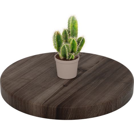 LAMO Manufaktur Holzplatte rund 40 cm aus Naturholz  Tischplatte für Couchtisch, Kaffeetisch,  Stärke: 40 mm  Farbe: Ebenholz
