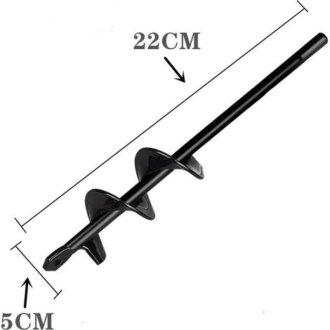 Trapano, Trapano da terra per installazione di recinzioni, Trapano manuale, Trapano a barra di torsione piccolo, Accessori da giardino, Allentamento della piantagione di fiori (Nero - Diametro 5 cm x 