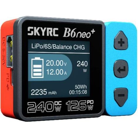 SKYRC Upgrade B6neo+ Hochleistungs-Smart-Ladegerät DC240W PD126W Kompaktes mehrsprachiges Ladegerät mit B6neo-Steckern