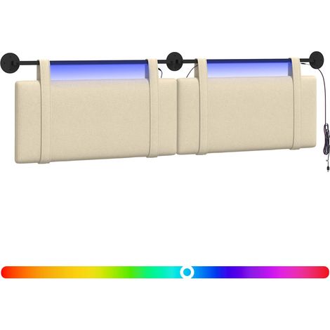 Hängendes Kopfteil Mit LED Licht Creme Stoff vidaXL