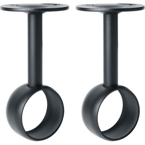 Support de Tringle à Rideaux Support Tringle Penderie avec Vis Support de Plafond pour Rideau et Armoire, Noir Mat en Acier Inoxydable, Diamètre 32 mm, 2 Pcs (1/4)