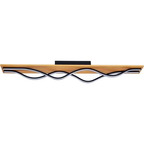 Plafonnier LED vague bois clair noir 35W Conato Italux (1/2)
