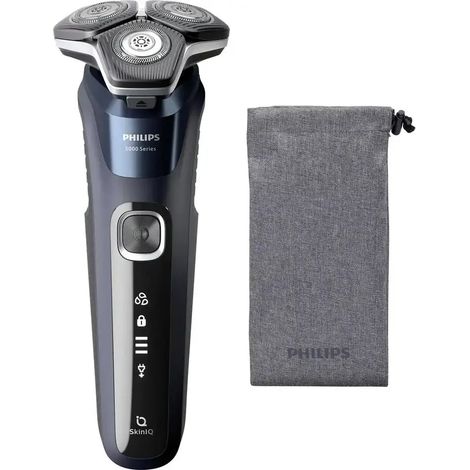 [GEBRAUCHT] B-Ware Philips Rotationsrasierer Elektrorasierer S5885/10 Display Schwarz Blau Waschbar