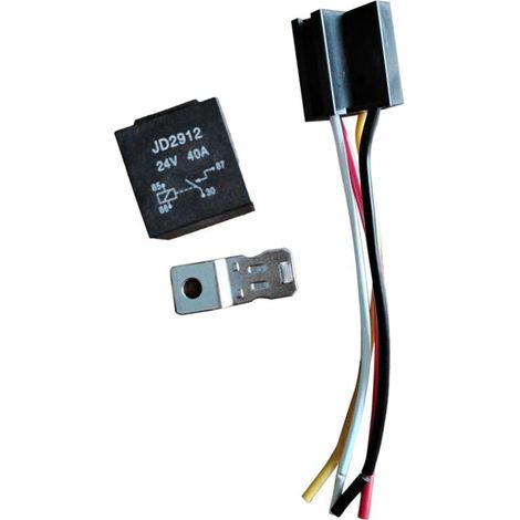 Relé automotriz impermeable de 24 V y 40 A, relé de 4 pines para automóvil con conector de arnés de cableado, relé automotriz con parte posterior de hierro y conector metálico.