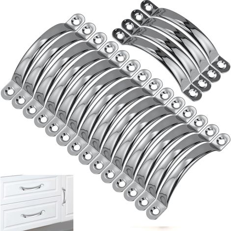 18 Stück Edelstahlgriffe – Küchengriffe – Für Küche, Schrank, Möbel, Schublade, Bad, Schlafzimmer (Silber)