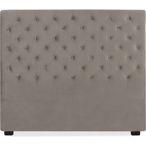 Tête de lit capitonnée Constance 140cm Velours Taupe (1/2)