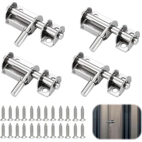 4 pièces Fermeture Porte,Verrou Porte Interieure Loquet Exterieur Portail De Coulissante Pontet de Garage Portillon Crochet Exterieure Door Lock targette Fenetre Verrous Chambre Bois Placard Verrou (1/5)