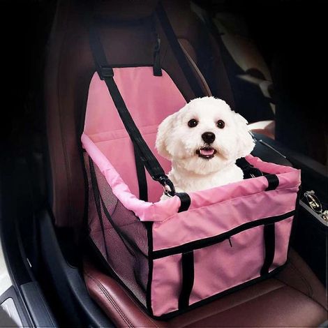 Sac de transport pour chien en voiture / Sac de voiture pour chien / Sac de transport pour chien en voiture / Cage de transport pour chien en voiture / Protection pour chien en voiture (rose) (1/5)