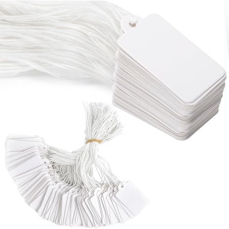 500 Étiquettes de Prix Kraft avec Ficelle, 45 x 25mm Étiquettes Kraft Marron Inscriptibles avec ficelles, pour Vêtements, Bijoux,Cadeaux et Affichage des Prix (1/5)