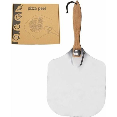 Pelle à pizza, poêle à pizza en métal en aluminium, spatule à pizza avec manche en bois pliable, pelle à pizza pour four à pizza, (1/5)