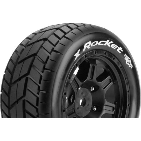 Louise RC - MFT - X-ROCKET - Tire Set for X-Maxx - Mounted - Sport - Black Wheels - Hex 24mm - L-T3295B
