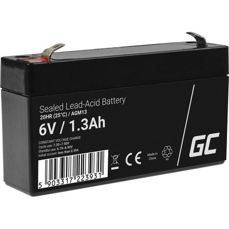 Green Cell 6V 1.3Ah VRLA Battery - Maintenance-Free for Alarms & Toys