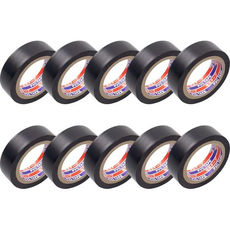 MINKUROW 10 Pezzi Nastro Isolante Elettrico Nero Reggiatura E Fissaggio Cavi Elettrici Rotoli Isolamento Termico In Pvc Per Riparazione Auto, Bici, Fai Da Te, Guaina Elettricista (1,6 Cm Di Larghezza (1/5)