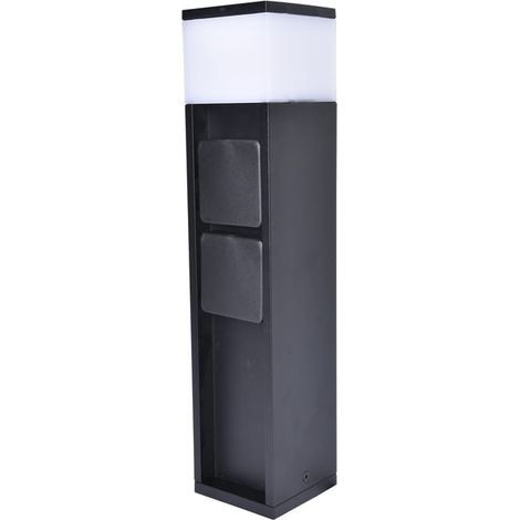 Lámpara de jardín LED negra mate de 11 W y 3000 K con 2 enchufes eléctricos y protección IP44. (1/4)