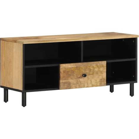 Mobile TV multimediale scaffale per televisione televisore buffet sala da pranzo soggiorno camera da letto 100 x 33 x 46 cm legno massello di mango marrone 020025459