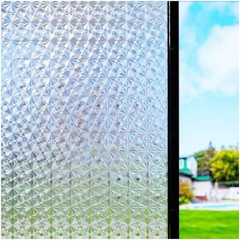 Film Fenetre Anti Regard Film Occultant Fenêtre Motif Diamant 3D Vintage 45 × 200CM Non Adhesif Anti-UV Décoratif pour Maison Chambre Bureau Cuisine Salle de Bain (1/5)