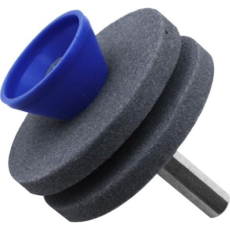 Afilador de cuchillas de cortacésped duradero para herramientas de jardín y taladro eléctrico, doble capa, 1 pieza (gris) (1/5)