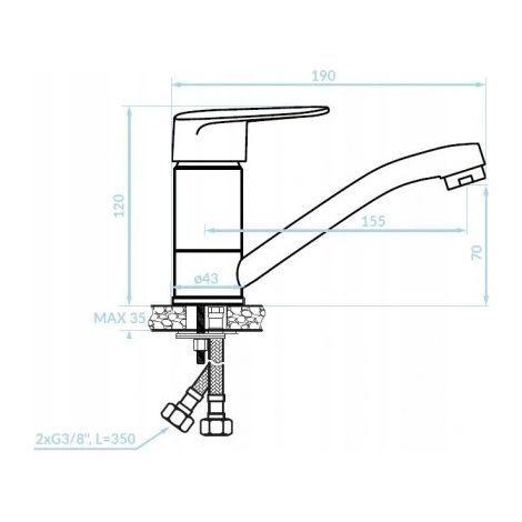 Robinet de lavabo sur pied chromé Sagra avec bec orientable