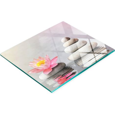 Tablero de vidrio decorativo multifuncional con estampado de piedras de spa, 60x52 cm.