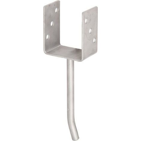Alberts 214210 Ancre de poteau en U  avec ancrage beton en acier rond  acier inoxydable  largeur libre 91 mm  longueur de l'ancrage beton 200 mm (1/3)