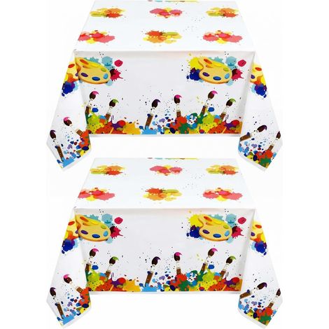 2 pièces Nappe Artisanale en Toile cirée, Tapis de Peinture imperméable et Lavable et Nappe en Plastique pour la créativité, la Peinture et Les fêtes (130 x 220 cm) (1/5)