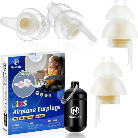 Bouchons d'oreilles pour enfants pour avion 2 paires, égalisation de pression, réduction du bruit de 25 dB (1/5)