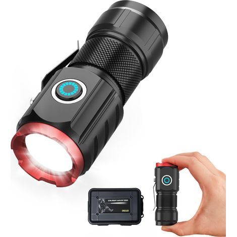 Lampes de poche rechargeables, mini compactes très lumineuses, 5 modes d'éclairage avec aimants, 3 fortes perles lumineuses, lampes de poche portables avec clip, rechargeables par USB (1/5)