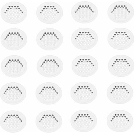 Grille aération VMC 20 pièces – Grille ronde en inox blanc 35mm – Pour cuisine et meubles – Diamètre extérieur 42mm – Hauteur 10mm