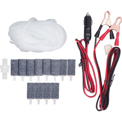 Luftpumpenschlauch mit Rückschlagventil, Ausströmerstein, Batterieklemme und Kabel – Zubehörset MPQ-906 (1/5)