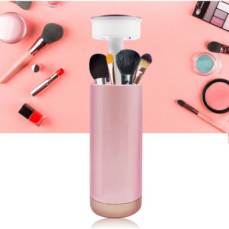 Boîte de rangement pour pinceaux de maquillage avec couvercle, étanche à la poussière, seau de rangement portable rechargeable par USB (1/5)