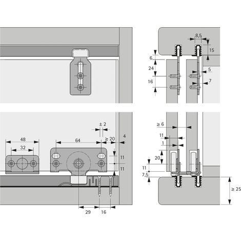 Hettich MB-Schiebetürbeschläge-Set,                                    SlideLine 56,                                    45234,                                    2-T.,