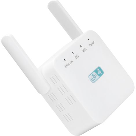 Répéteur 300 m avec amplificateur de signal à double antenne, extension de portée, blanc, prise 100-240 V. (1/5)