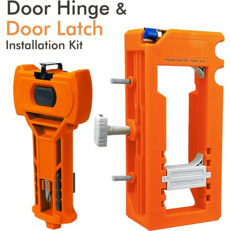 Kit d‘Installation Pro pour Charnières et Targettes - Gabarit de Mortaisage de Précision pour Portes (Orange) (1/5)