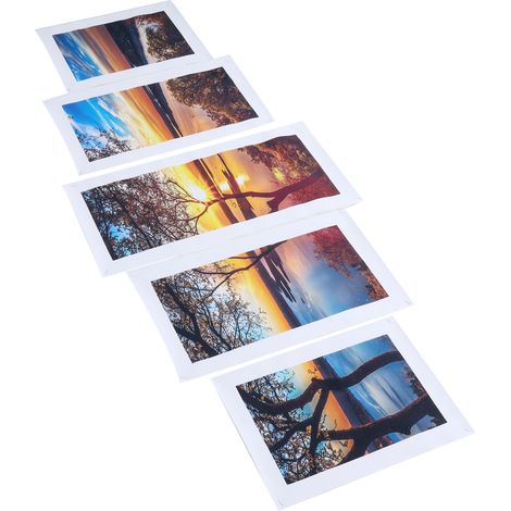 Lot de 5 tableaux décoratifs représentant un coucher de soleil sur un lac (1/5)