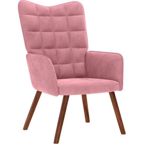 Fauteuil lounge en velours rose (1/5)