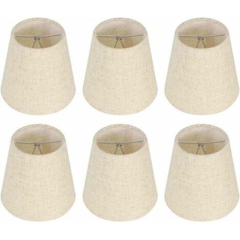 Lot de 6 petits abat-jours, abat-jour tonneau en toile de jute, ampoule à clipser, suspension nordique beige (1/5)