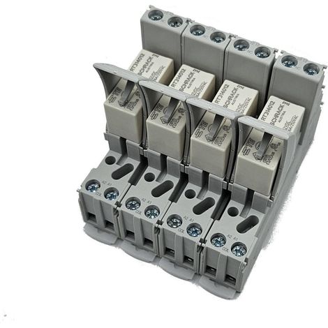 Set di 4 moduli relè per guida DIN - bobina relè 12VDC, contatto di commutazione AgNi 16A 250VAC (1/2)