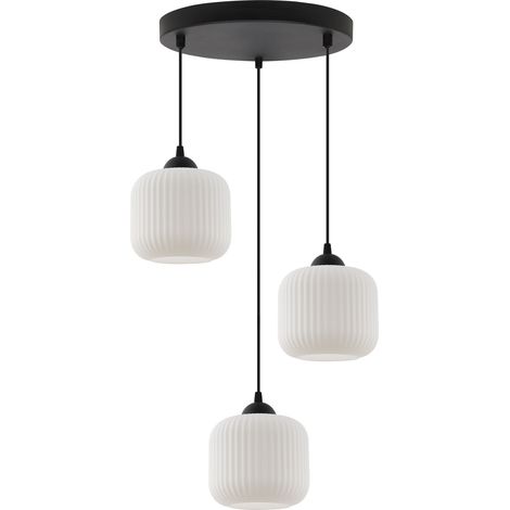 LÁMPARA COLGANTE RIFFLE NEGRA 3 PANTALLAS CILINDRICAS PLANAS BLANCAS E27
