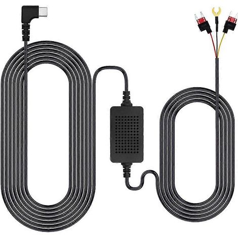 Câble universel de 3,5 m pour caméra embarquée de voiture, 12/24 V vers 5 V 3 A, kit de câble fixe pour enregistreur vidéo numérique (DVR) de véhicule, connecteur USB-C. (1/5)