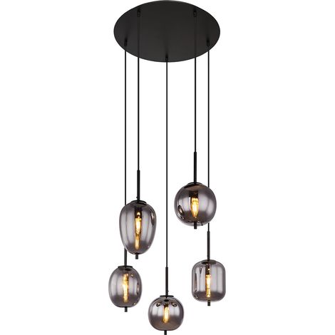 Globo - lampada a sospensione - Blacky - nero - vetro vetro fumé