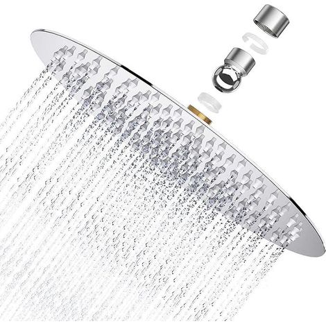 Pomme de douche puissante, pomme de douche ronde 8" en acier inoxydable AISI304, douche pluie fine 20x20cm, pomme de douche fixe étanche à l'eau (1/5)