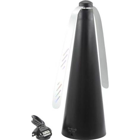 Répulsif à mouches multifonctionnel rechargeable USB noir pour l'extérieur, protecteur alimentaire rotatif à 360° de type ventilateu (1/5)
