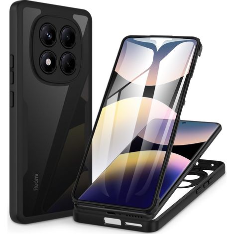 Coque Xiaomi Redmi Note 14 Pro 4G, Antichoc Housse avec Protection d'écran, 360 Degrés Téléphone Etui Double Face Case Transparent Portable Intégrale Coque pour Redmi Note 14 Pro 4G - Noir (1/5)